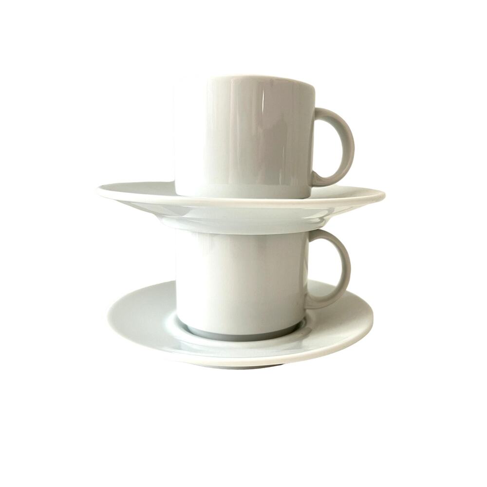 Rosenthal Germany Cupola Coffee Cup And Saucer Set Of 2 Unused White Esspresso